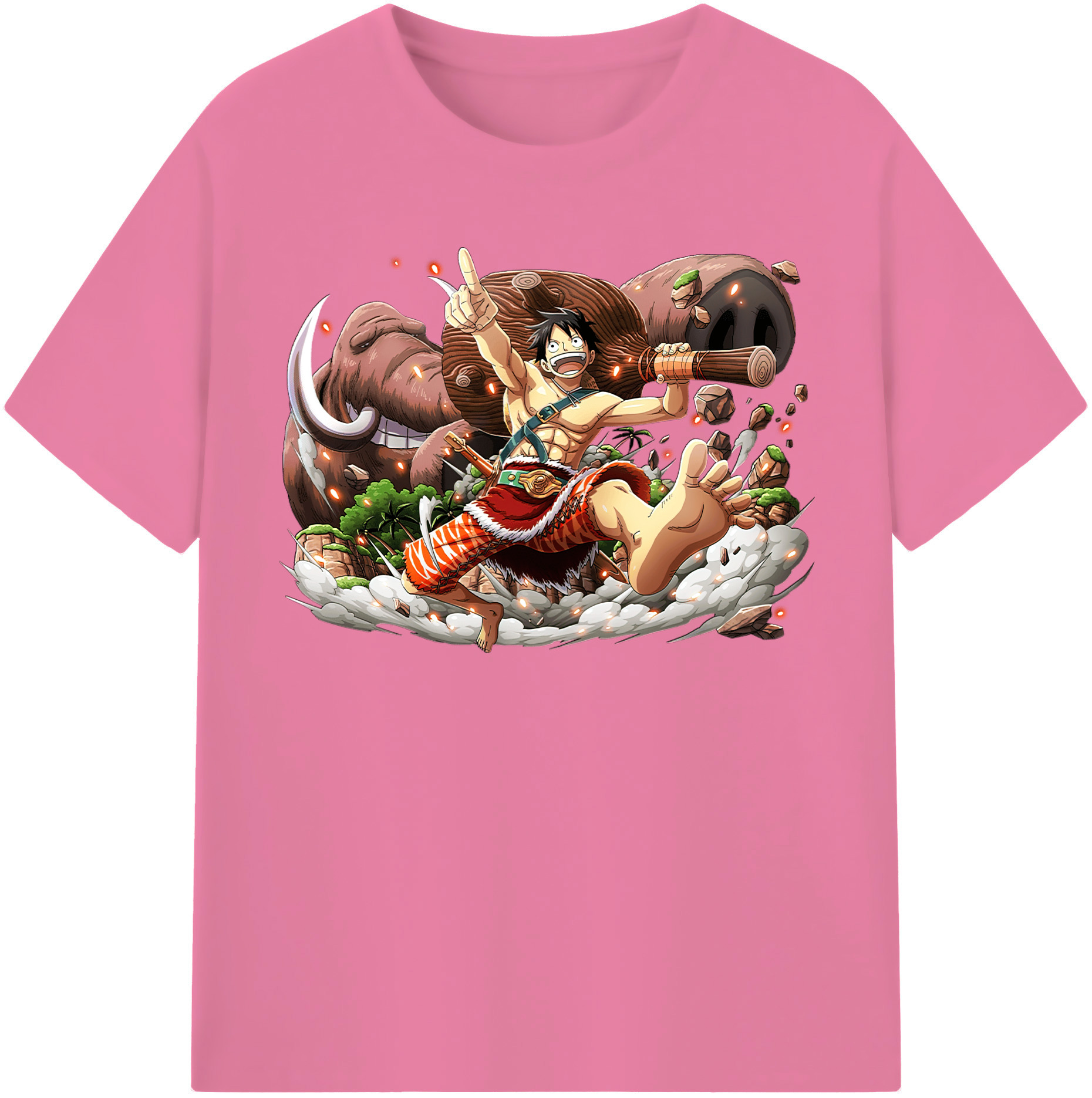 ワンピース モンキー・D・ルフィ ONE PIECE Monkey D. Luffy 綿100％半袖Tシャツ（フロントプリント）